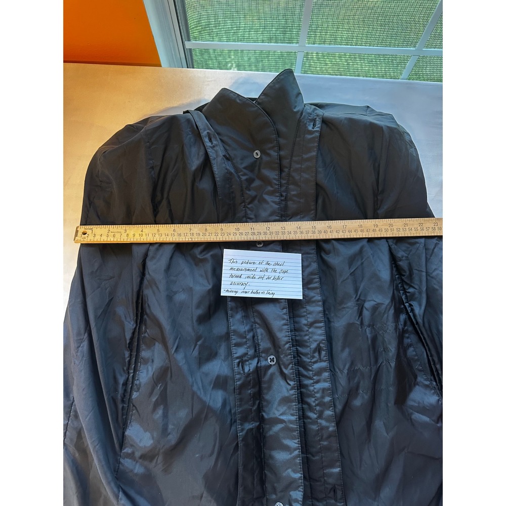 Vintage Black Cape Raincoat Rubber Back Thick Shoulder Pads 80s 90s Medium - Picture 11 of 15